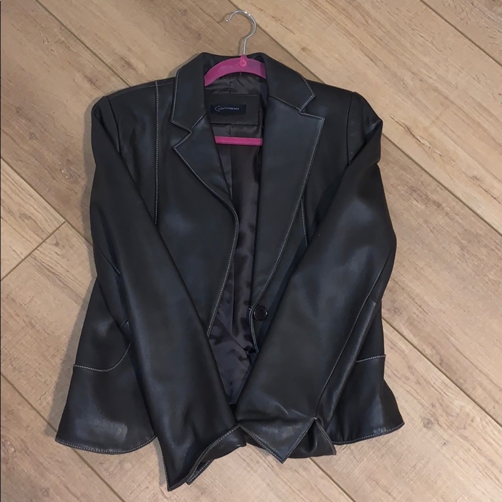 Brown leather blazer
